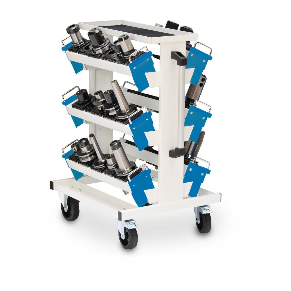 Produktabbildung: Bedrunka+Hirth Werkzeugwagen für CNC-Werkzeuge, HxBxT 950 x 560 x 630 mm, Werkzeugeinsatz SK 30 (30 Stück)