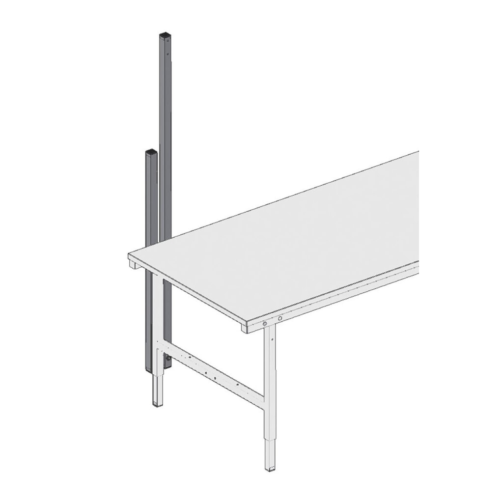 Produktabbildung Nr. 2: 2 kurze Befestigungsholme für Rocholz Packtisch, HxBxT 1.170 x 40 x 40 mm, 485 mm über der Tischplatte