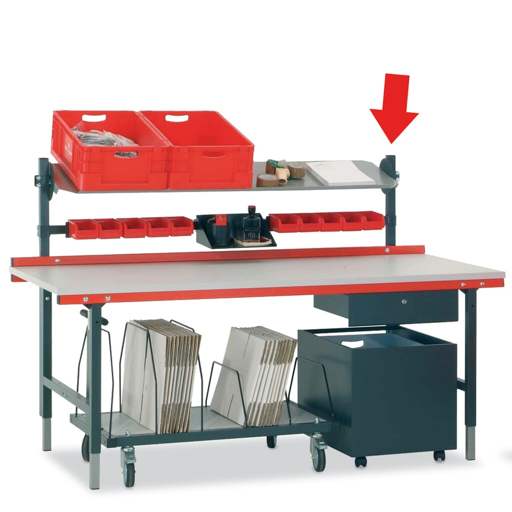 2 kurze Befestigungsholme für Rocholz Packtisch, HxBxT 1.170 x 40 x 40 mm, 485 mm über der Tischplatte Produktabbildung Nr. 4: 2 kurze Befestigungsholme für Rocholz Packtisch, HxBxT 1.170 x 40 x 40 mm, 485 mm über der Tischplatte
