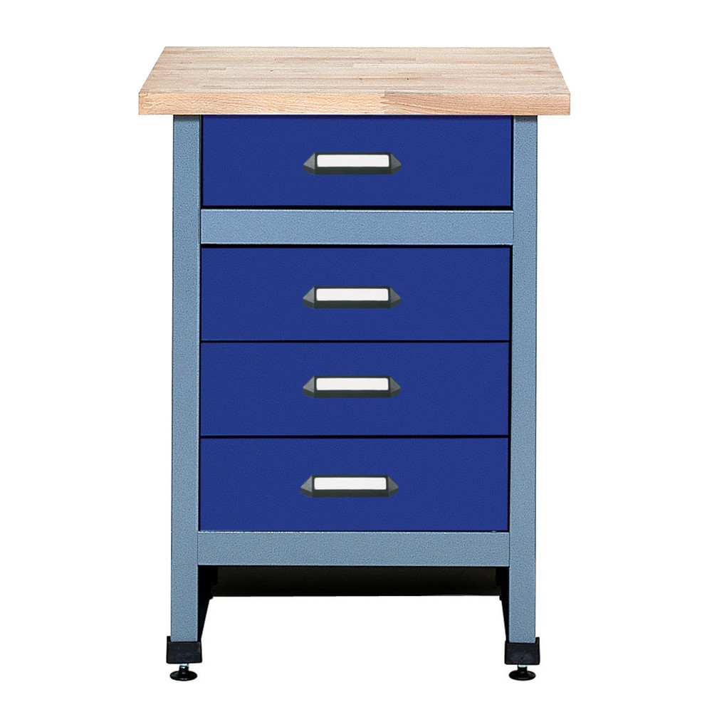 Produktabbildung: Beistelltisch für Werkbank mit 4 Schubladen, BxT 600 x 600 mm, rot