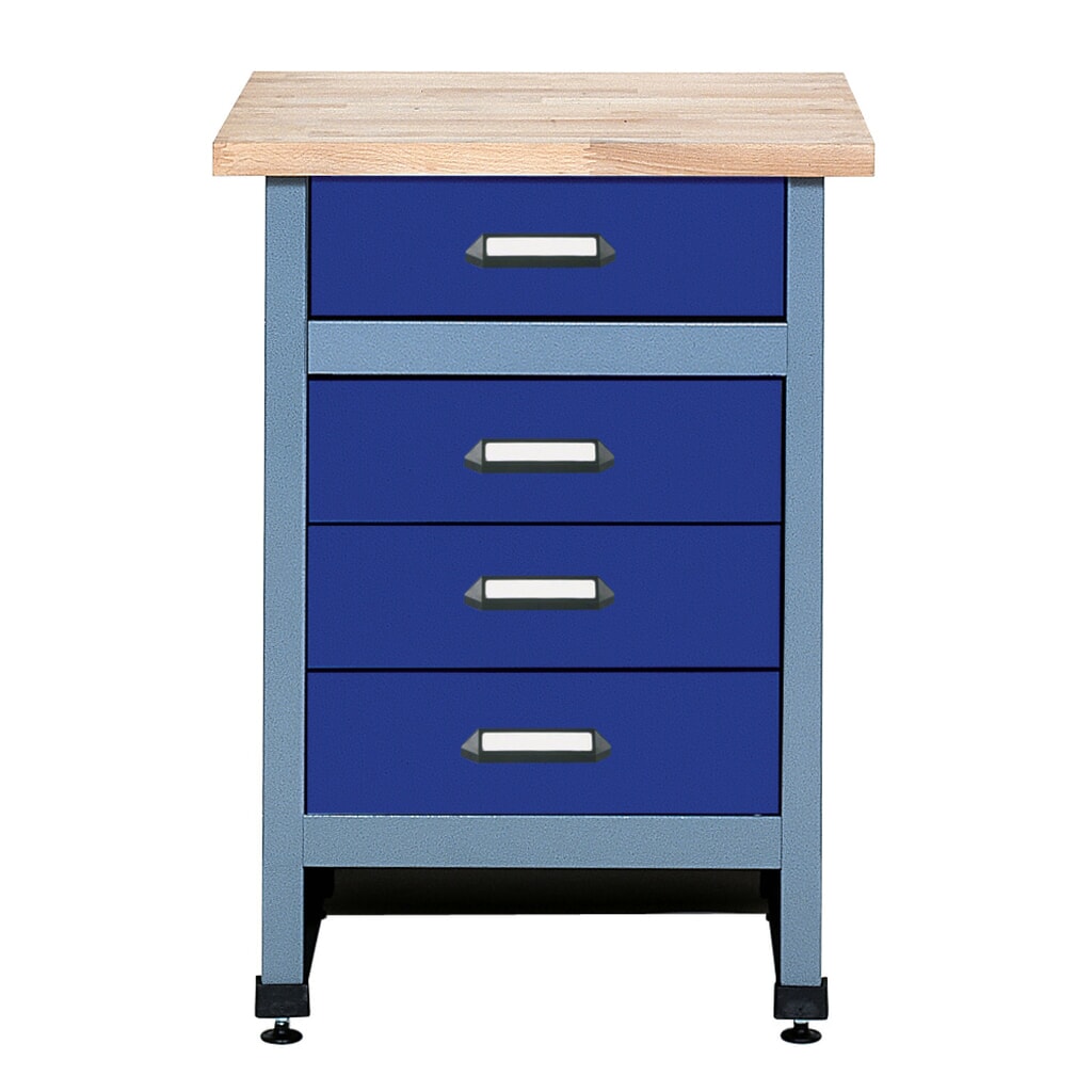 Produktabbildung: Beistelltisch für Werkbank mit 4 Schubladen, BxT 600 x 600 mm, rot