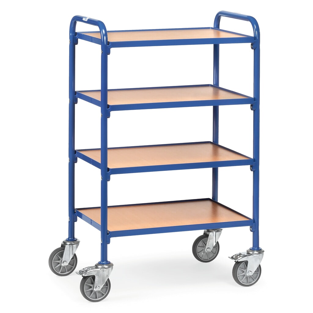Beistellwagen für fetra® Sichtlagerkästen, mit Bodenplatten à 630 x 470 mm Produktabbildung: Beistellwagen für fetra® Sichtlagerkästen, mit Bodenplatten à 630 x 470 mm