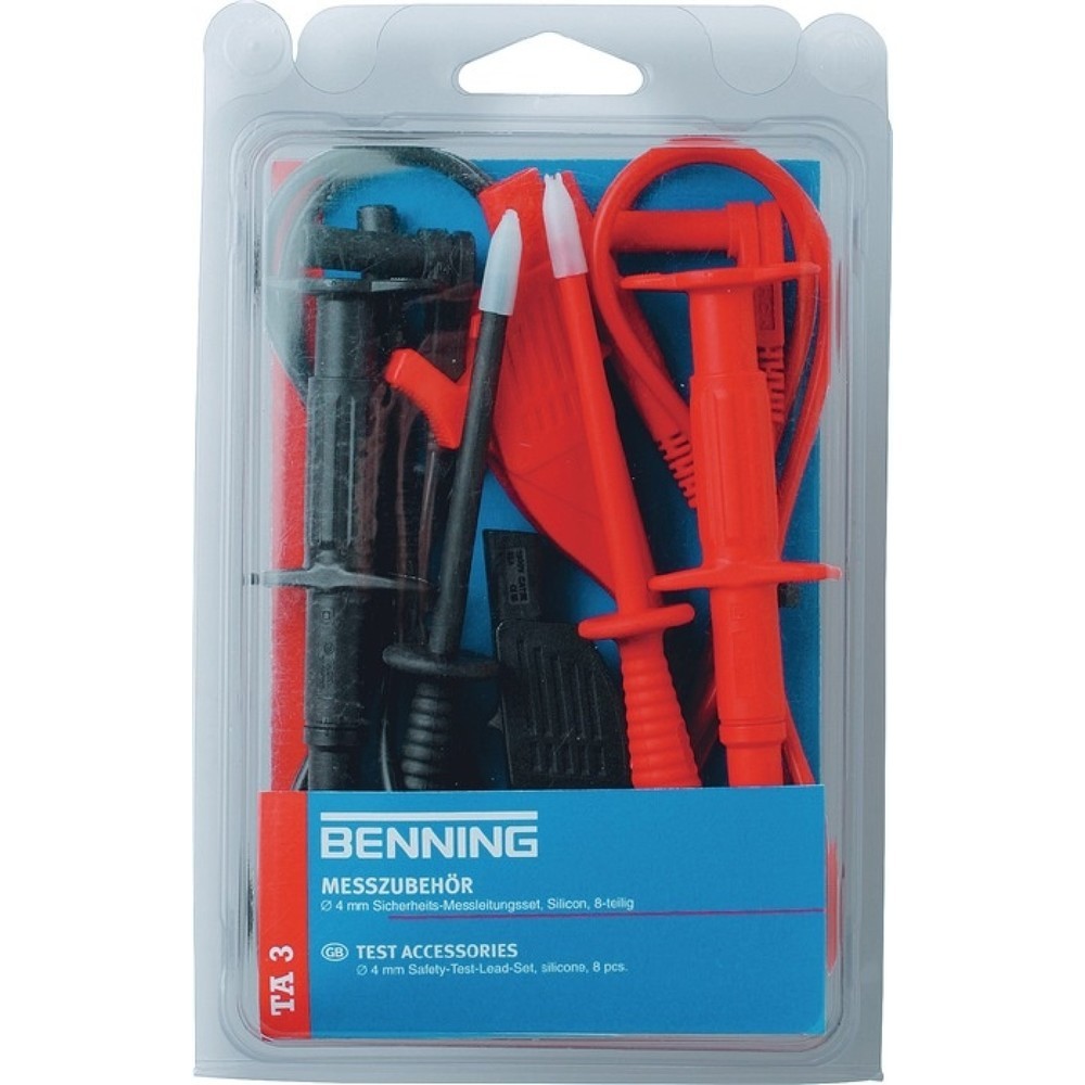 Produktabbildung: BENNING Messleitungssatz TA 3 044126 8-tlg.Messspitzen-Ø 4mm L.1000mm