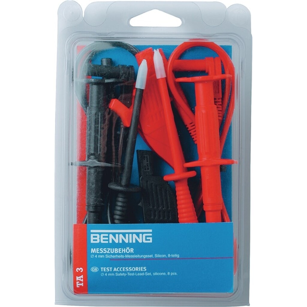 Produktabbildung Nr. 1: BENNING Messleitungssatz TA 3 044126 8-tlg.Messspitzen-Ø 4mm L.1000mm