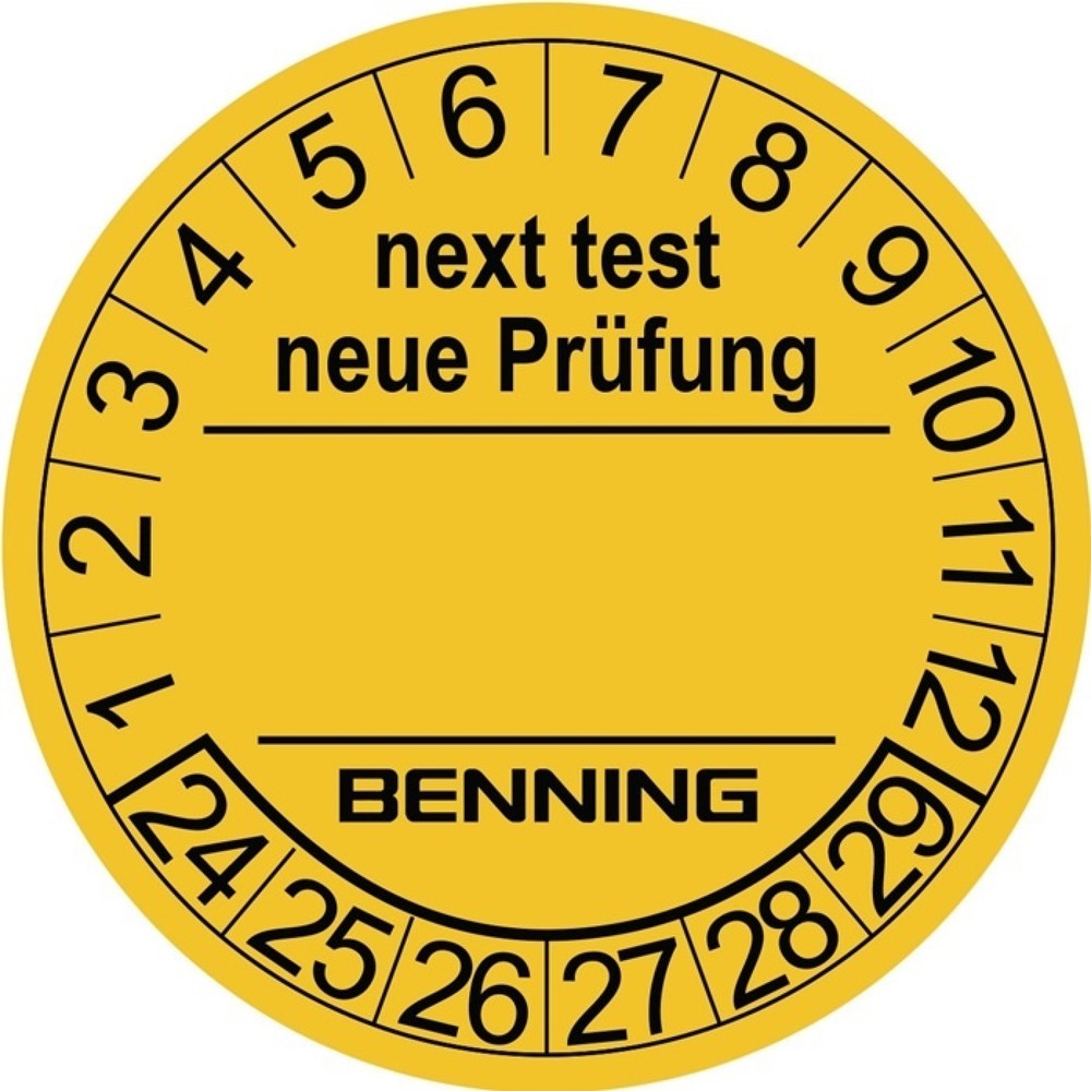 Produktabbildung: BENNING Prüfplaketten, Ø 30 mm, RL 300St.