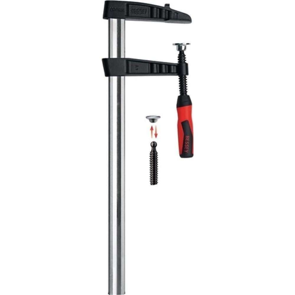 Produktabbildung: Temperguss-Schraubzw.Spann-W.600mm,Ausl.120mm,2-K-Griff,Q.35x11mm,TGK60-2K,BESSE