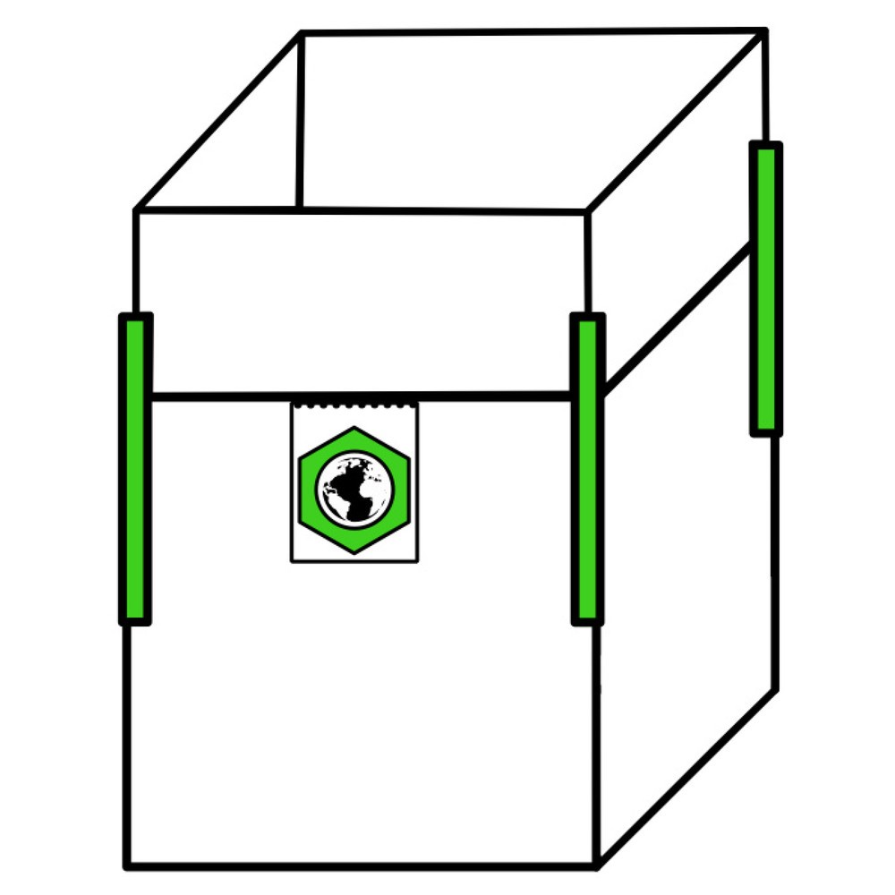 Produktabbildung: Big Bag Transportsack, 4 Hebeschlaufen, Schürze, unbeschichtet, TK 1.000 kg, 3-seitiger Aufdruck, 300 Stk/VE