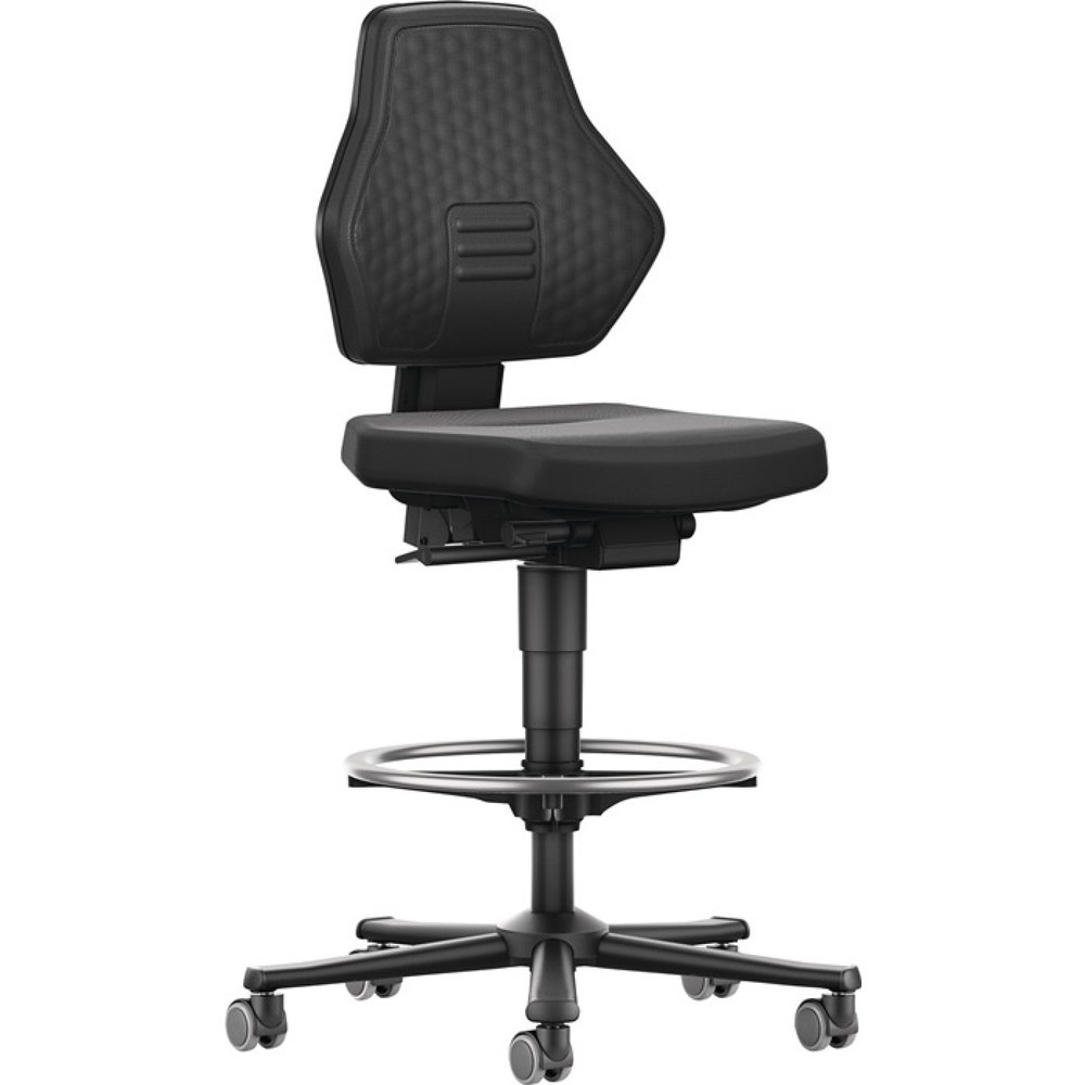 Produktabbildung: bimos  Arbeitsdrehstuhl Air Flow, Supertec-Gewebe schwarz, Rollen + Fußring, 610-890 mm