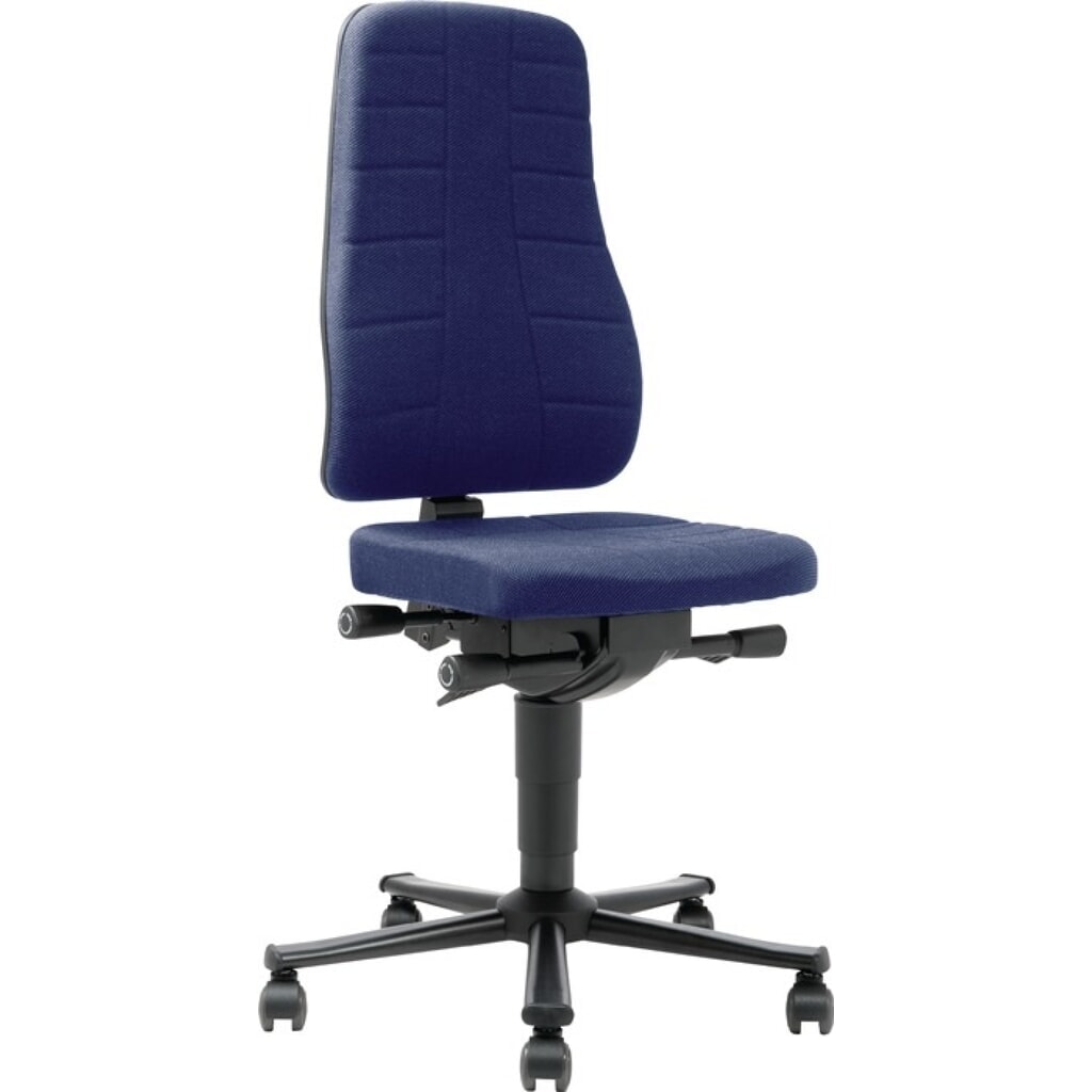 Produktabbildung: bimos Arbeitsdrehstuhl All-In-One Highline, Stoffpolster blau, Rollen, 450-600 mm