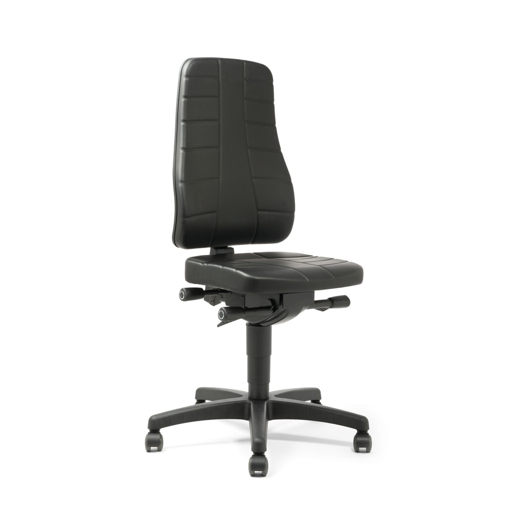 Produktabbildung: bimos Arbeitsdrehstuhl All-In-One Highline, Kunstleder, mit Rollen, schwarz