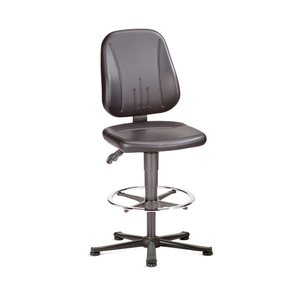 Produktabbildung: bimos Arbeitsdrehstuhl ESD Unitec, Kunstleder, mit Gleitern + Fußring, schwarz