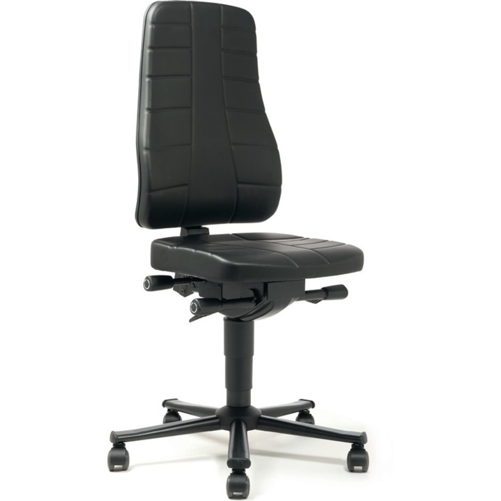 Produktabbildung: bimos Arbeitsdrehstuhl Highline, Kunstlederpolster schwarz, Rollen, 450-600 mm