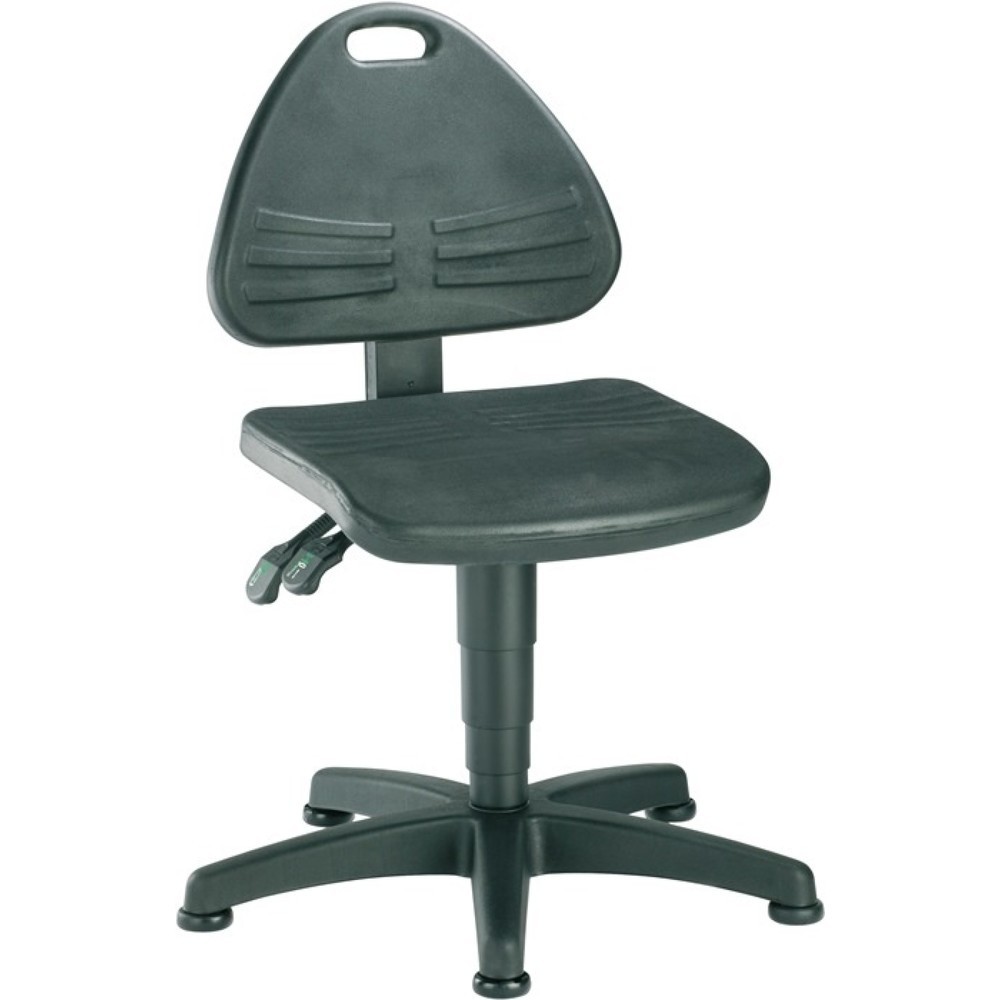 Produktabbildung: bimos  Arbeitsdrehstuhl ISITEC, Integralschaum schwarz, Bodengleiter, 430-600 mm