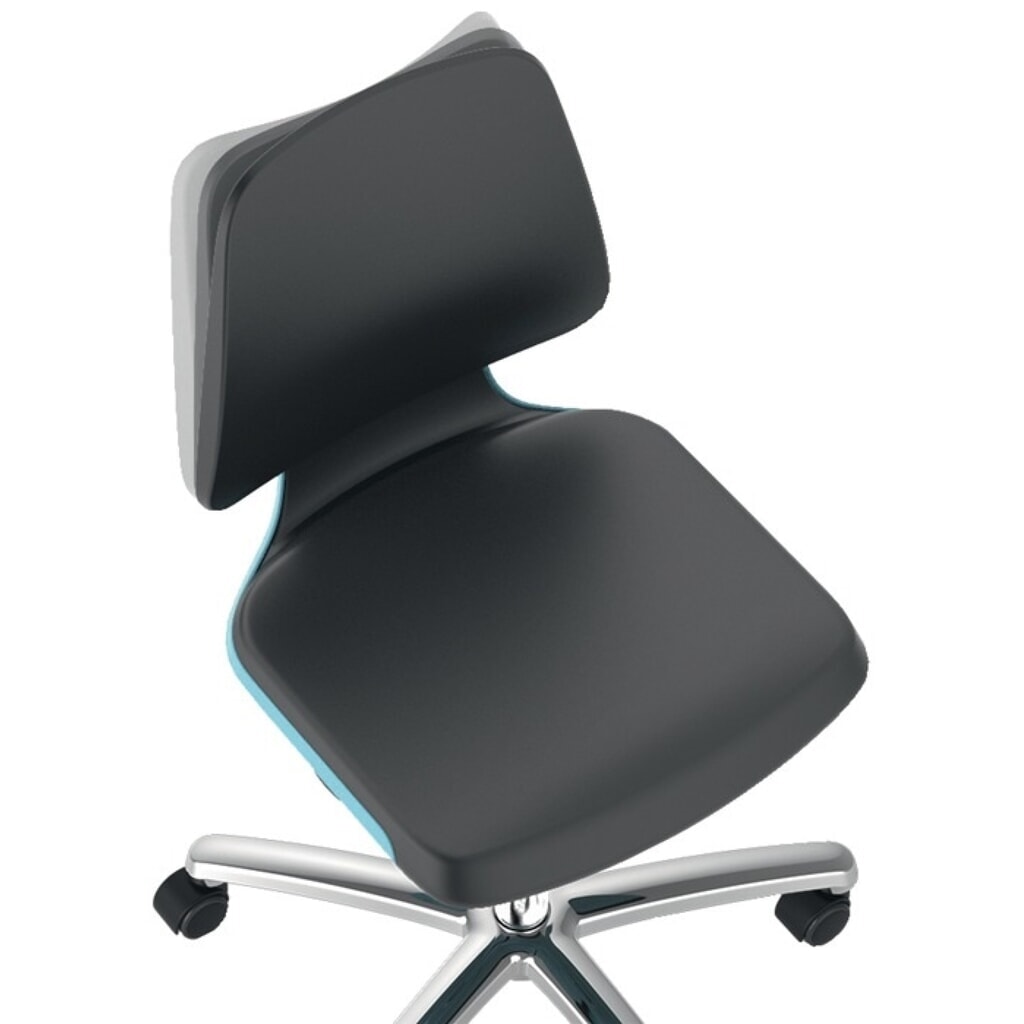 Produktabbildung Nr. 6: bimos  Arbeitsdrehstuhl Labsit, Supertec-Gewebe schwarz, Rollen Sitzschale blau, 450-650 mm
