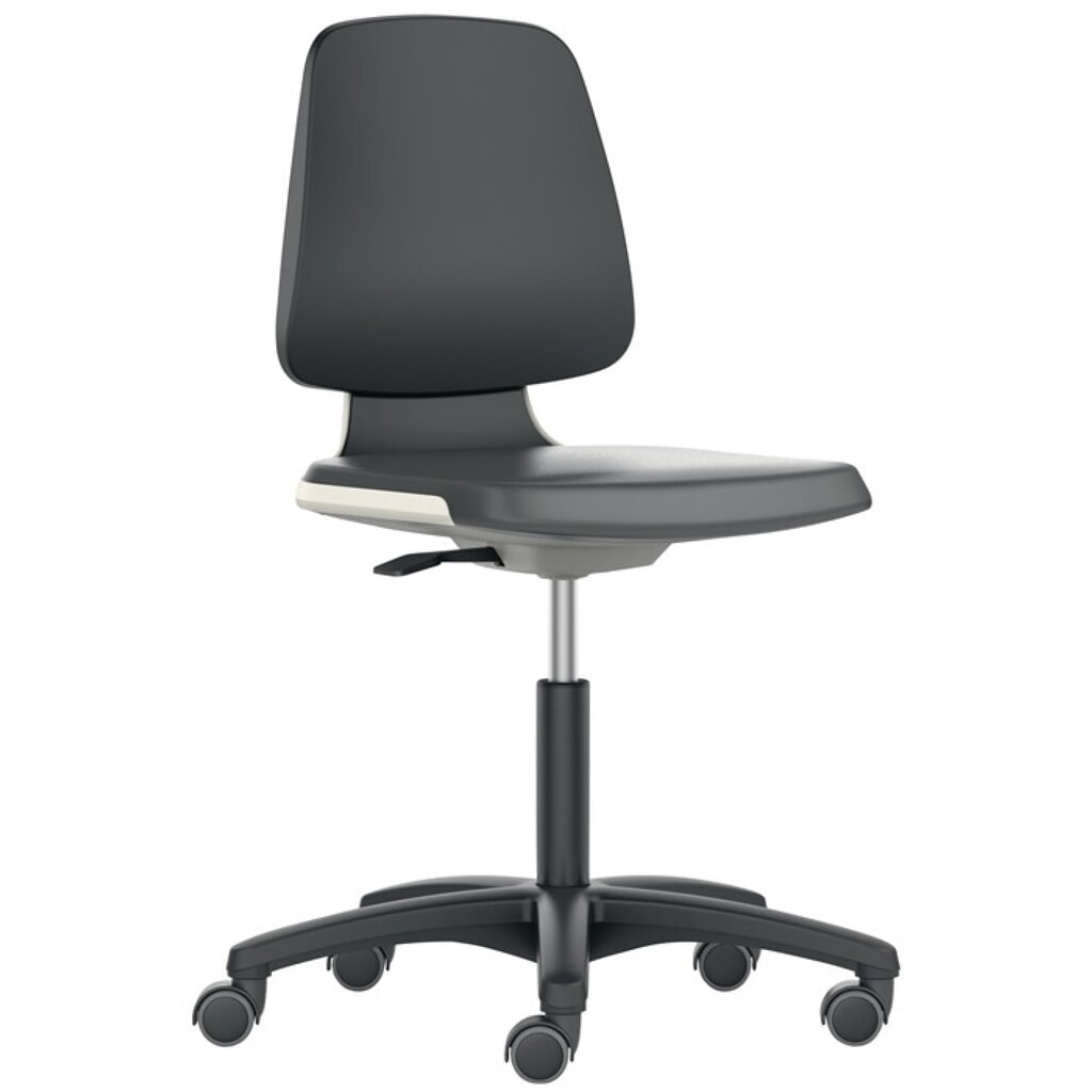 bimos Arbeitsdrehstuhl Labsit, Supertec-Gewebe schwarz, Rollen Sitzschale blau, 450-650 mm Produktabbildung: bimos Arbeitsdrehstuhl Labsit, Supertec-Gewebe schwarz, Rollen Sitzschale blau, 450-650 mm