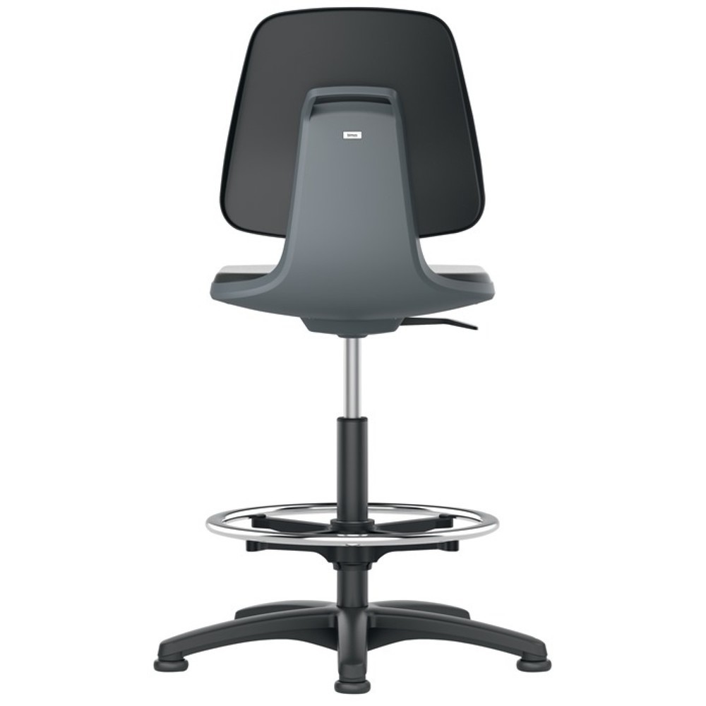 Produktabbildung: bimos  Arbeitsdrehstuhl Labsit, Sitzschale anthrazit Integralschaum, Bodengleiter + Fußring, schwarz 520-770 mm
