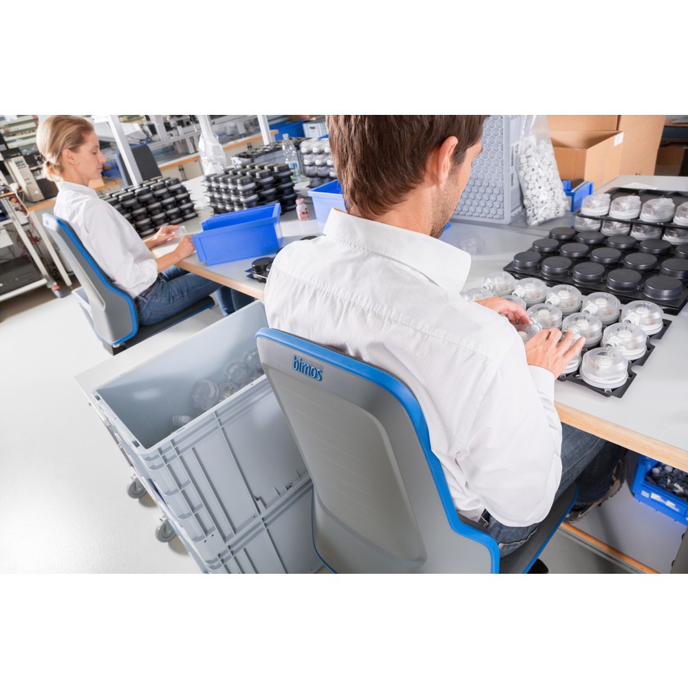 Produktabbildung Nr. 7: bimos Arbeitsdrehstuhl Neon, ohne Polsterelement blau, Bodengleiter + Aufstiegshilfe, Permanentkontakt Permanentkontakt