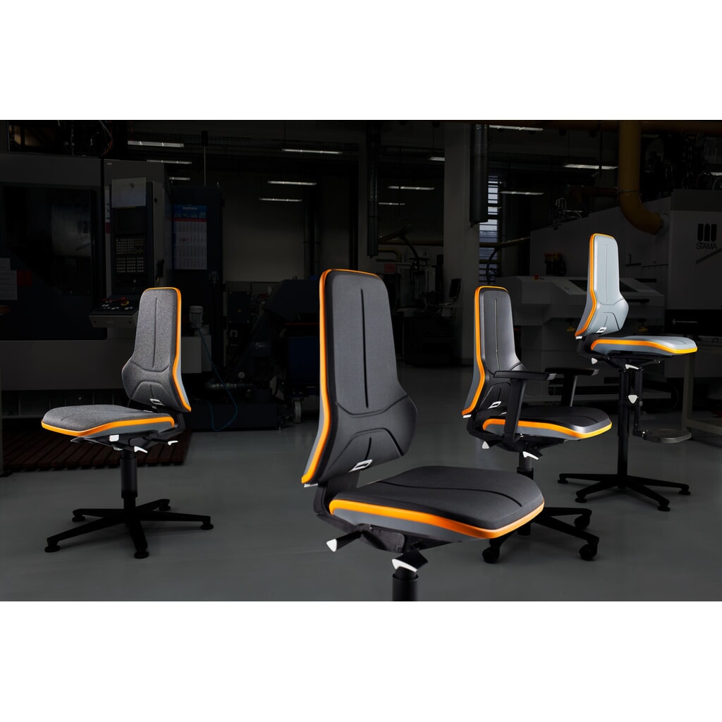 Produktabbildung Nr. 9: bimos Arbeitsdrehstuhl Neon, ohne Polsterelement orange, Rollen, 450-620 mm Synchrontechnik