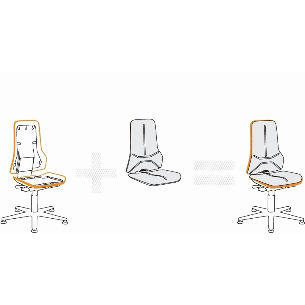 bimos Arbeitsdrehstuhl Neon, ohne Polsterelement orange, Rollen, 450-620 mm Synchrontechnik Produktabbildung Nr. 12: bimos Arbeitsdrehstuhl Neon, ohne Polsterelement orange, Rollen, 450-620 mm Synchrontechnik