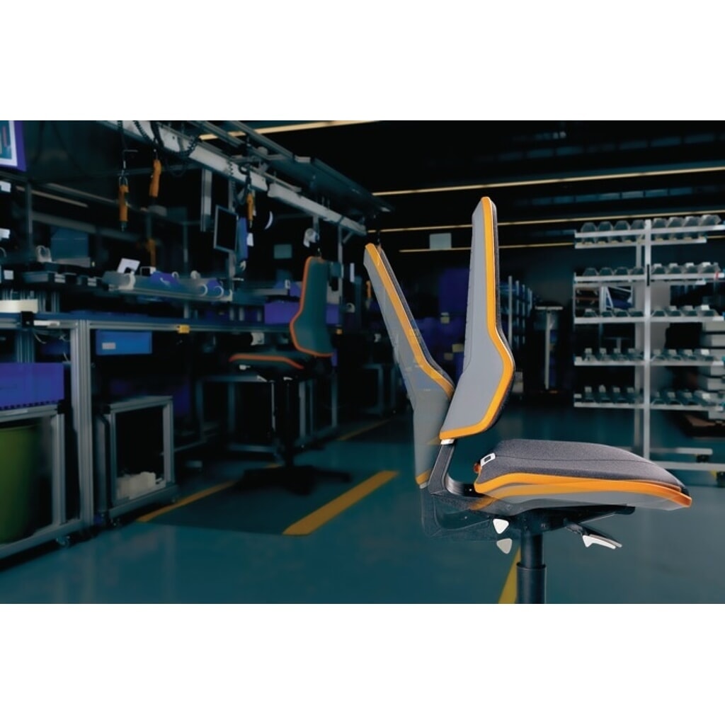 Produktabbildung Nr. 8: bimos Arbeitsdrehstuhl Neon, ohne Polsterelement orange, Rollen, 450-620 mm Permanentkontakt