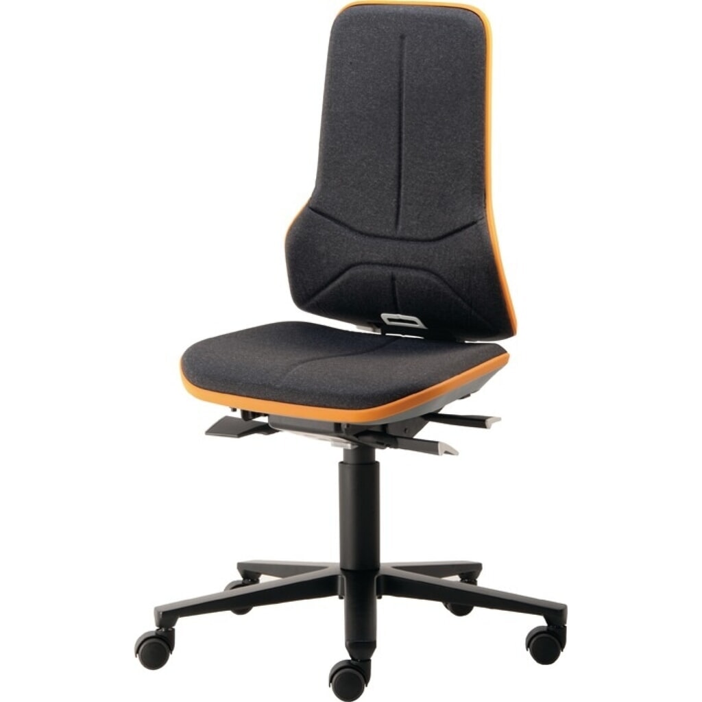 Produktabbildung: bimos Arbeitsdrehstuhl Neon, ohne Polsterelement orange, Rollen, 450-620 mm Permanentkontakt