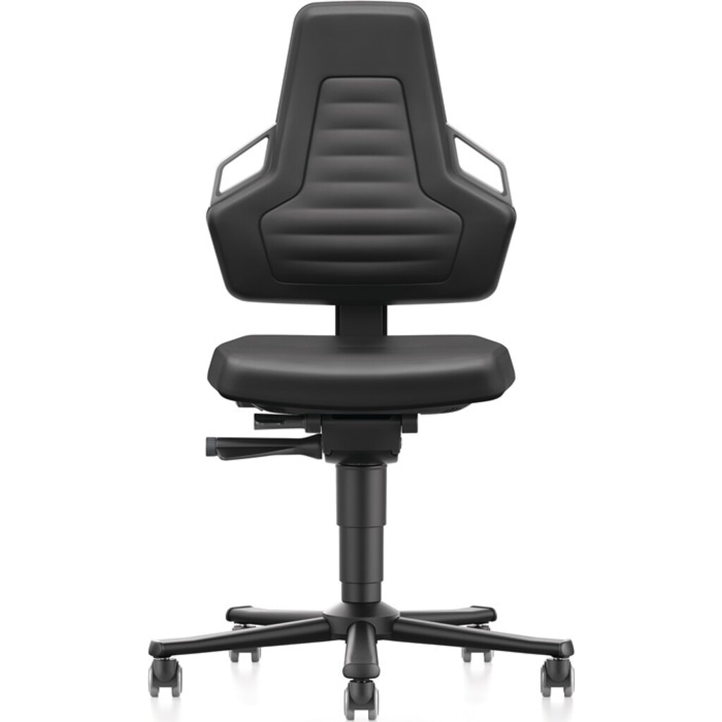 bimos Arbeitsdrehstuhl Nexxit, Kunstlederpolster schwarz, Rollen, Grifffarbe grau 450-600 mm Produktabbildung Nr. 3: bimos Arbeitsdrehstuhl Nexxit, Kunstlederpolster schwarz, Rollen, Grifffarbe grau 450-600 mm