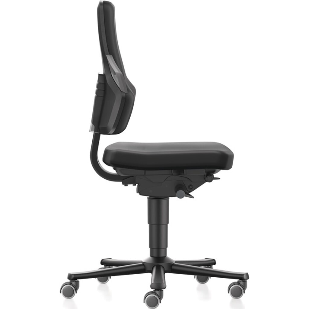 Produktabbildung Nr. 4: bimos Arbeitsdrehstuhl Nexxit, Kunstlederpolster schwarz, Rollen, Grifffarbe grau 450-600 mm