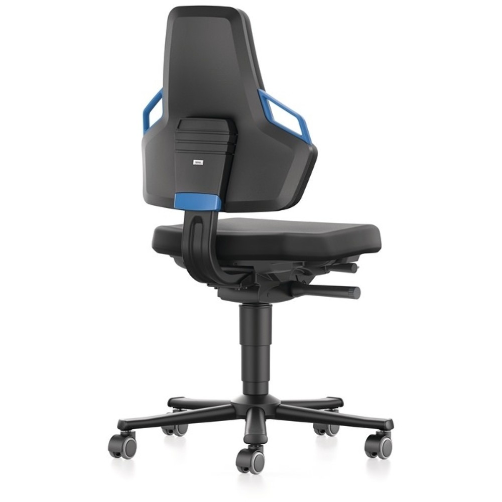 Produktabbildung Nr. 2: bimos Arbeitsdrehstuhl Nexxit, Integralschaum schwarz, Rollen, Grifffarbe blau 450-600 mm