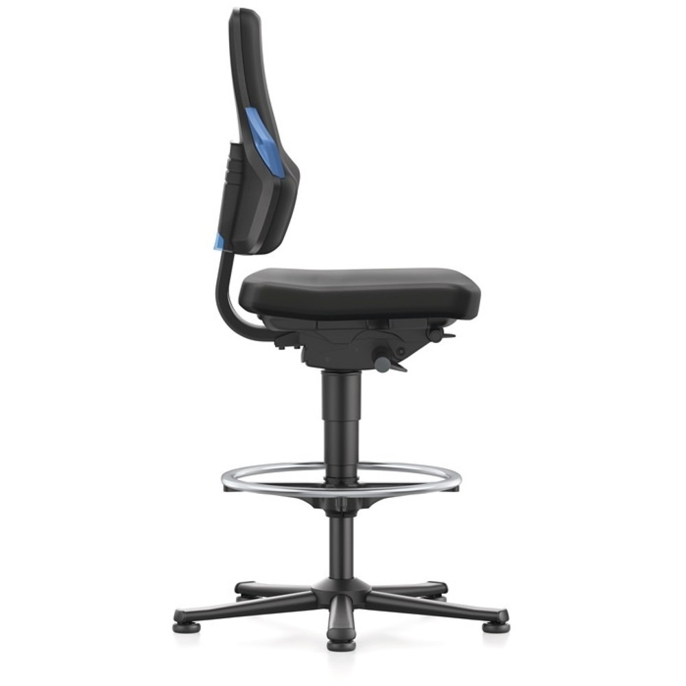 Produktabbildung Nr. 2: bimos Arbeitsdrehstuhl Nexxit, Integralschaum schwarz, Bodengleiter + Fußring, Grifffarbe blau 570-820 mm
