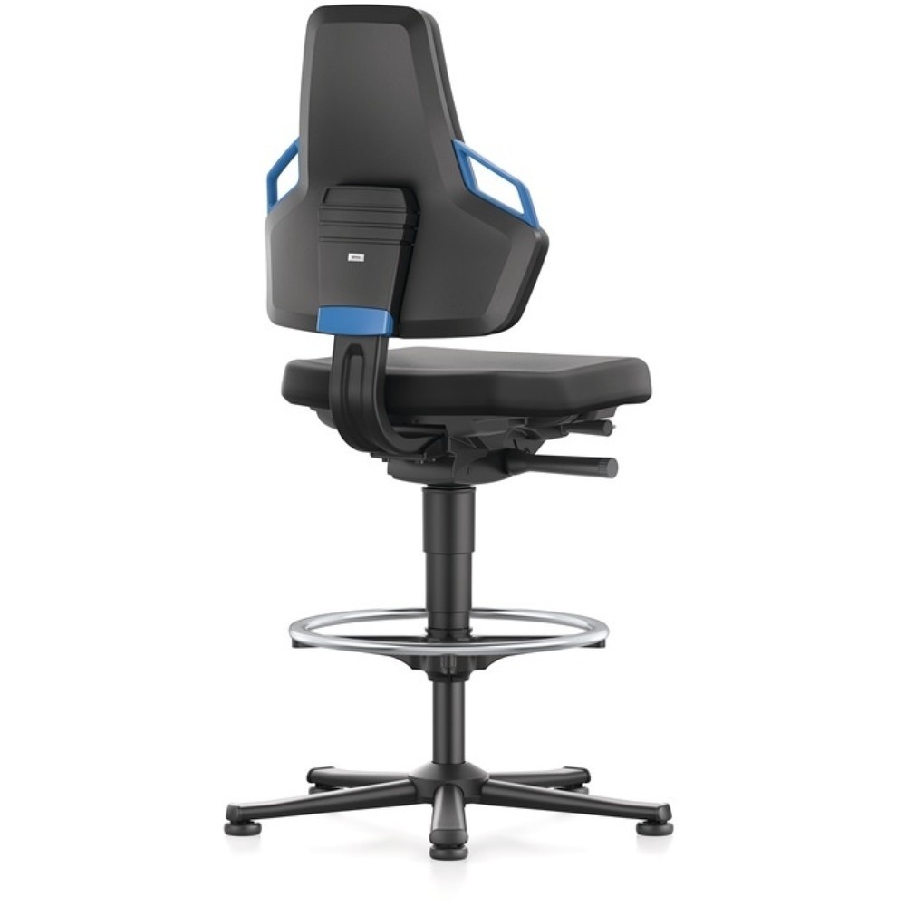 Produktabbildung Nr. 3: bimos Arbeitsdrehstuhl Nexxit, Integralschaum schwarz, Bodengleiter + Fußring, Grifffarbe blau 570-820 mm