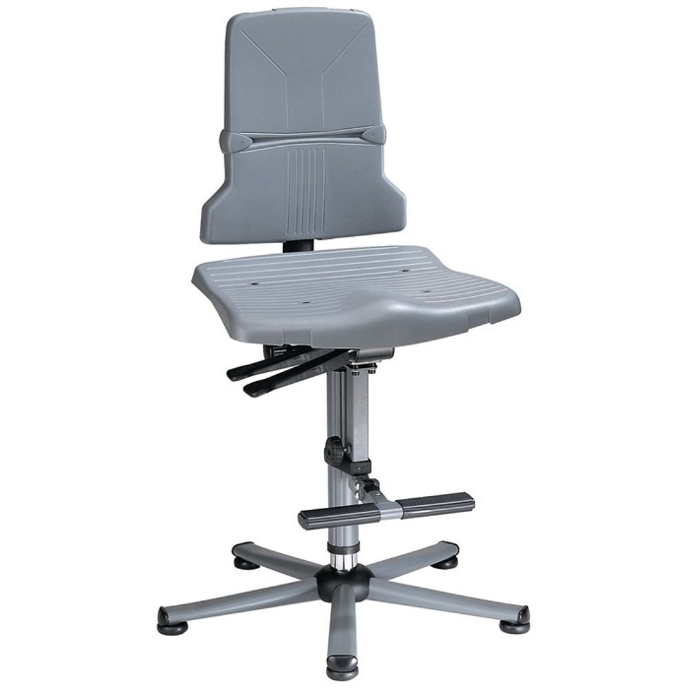 Produktabbildung: bimos  Arbeitsdrehstuhl Sintec C, Polypropylen grau, Bodengleiter + Aufstiegshilfe, 580-850 mm