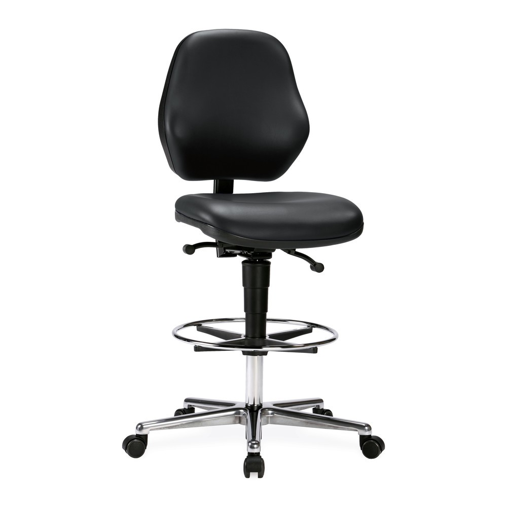 Produktabbildung: bimos Arbeitsdrehstuhl Smart mit Sitz-Stop-Rollen, Kunstleder, Sitzhöhe 660-910 mm, Fußring, schwarz