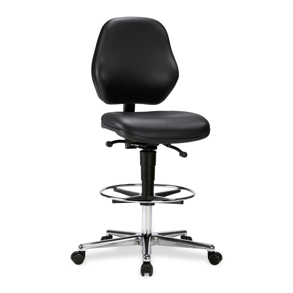 Produktabbildung: bimos Arbeitsdrehstuhl Smart mit Sitz-Stop-Rollen, Kunstleder, Sitzhöhe 660-910 mm, Fußring, schwarz