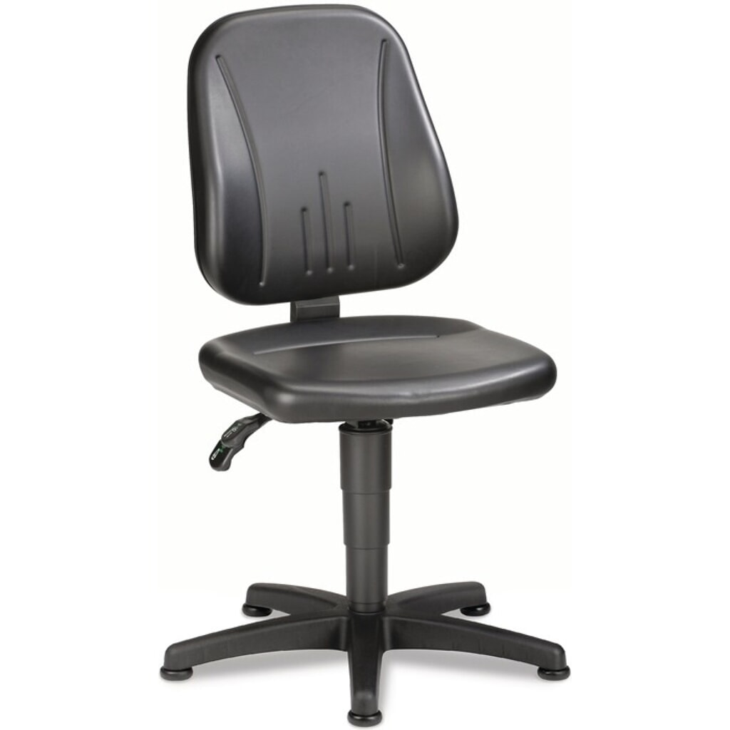 bimos Arbeitsdrehstuhl Unitec, Kunstlederpolster schwarz, Bodengleiter, 440-620 mm Produktabbildung: bimos Arbeitsdrehstuhl Unitec, Kunstlederpolster schwarz, Bodengleiter, 440-620 mm