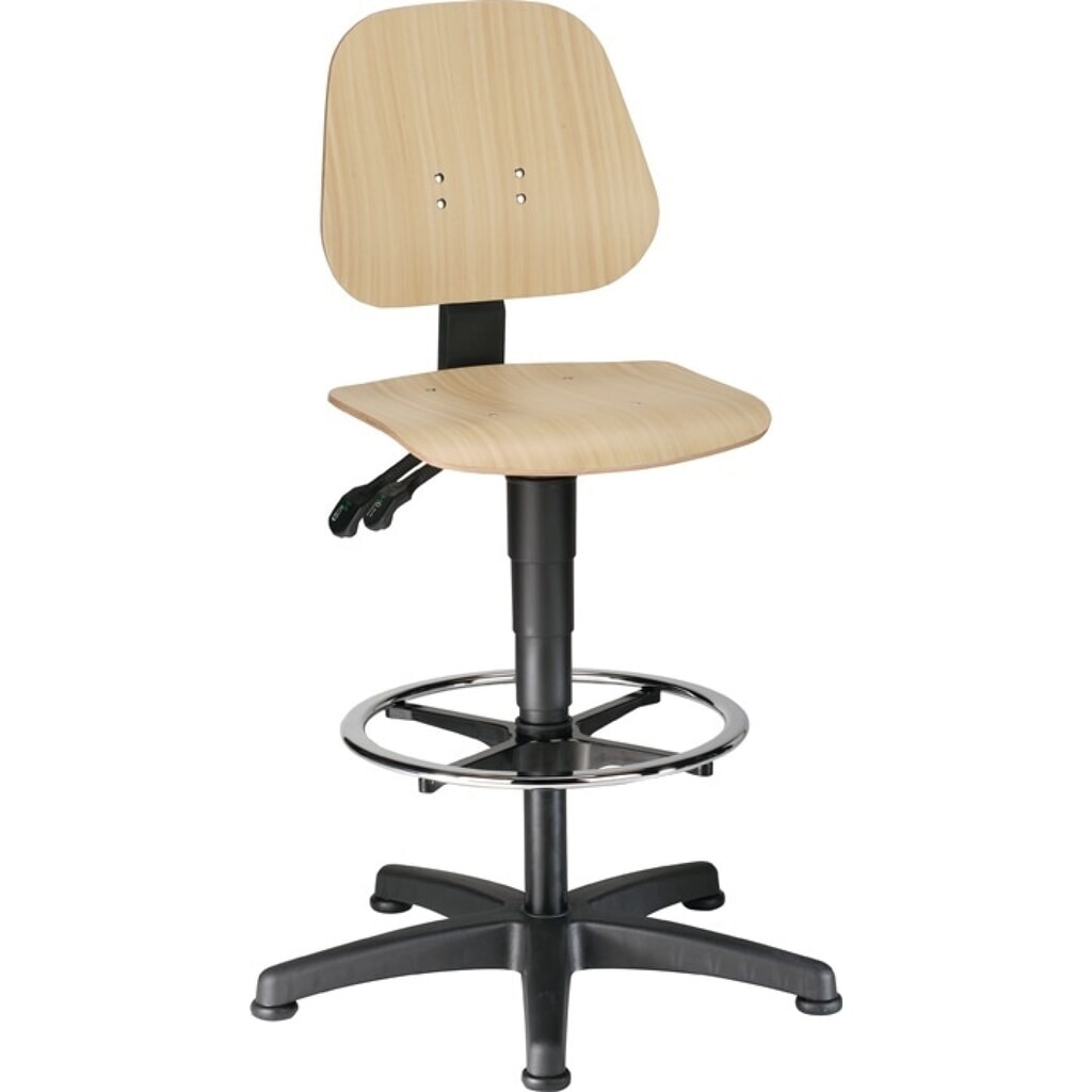 Produktabbildung: bimos Arbeitsdrehstuhl Unitec, Buche, Bodengleiter + Fußring, 580-850 mm