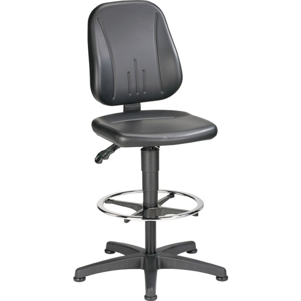Produktabbildung: bimos Arbeitsdrehstuhl Unitec, Kunstlederpolster schwarz, Bodengleiter + Fußring, 580-850 mm