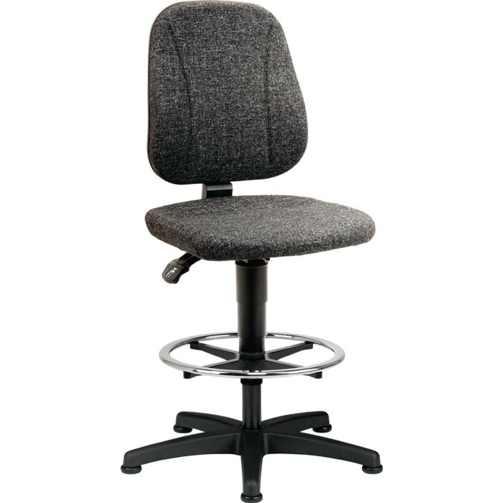 Produktabbildung: bimos Arbeitsdrehstuhl Unitec, Stoffpolster grau, Bodengleiter + Fußring, 580-850 mm