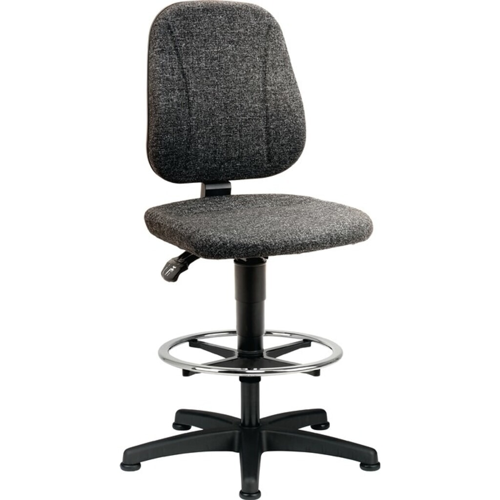 bimos Arbeitsdrehstuhl Unitec, Stoffpolster grau, Bodengleiter + Fußring, 580-850 mm Produktabbildung: bimos Arbeitsdrehstuhl Unitec, Stoffpolster grau, Bodengleiter + Fußring, 580-850 mm