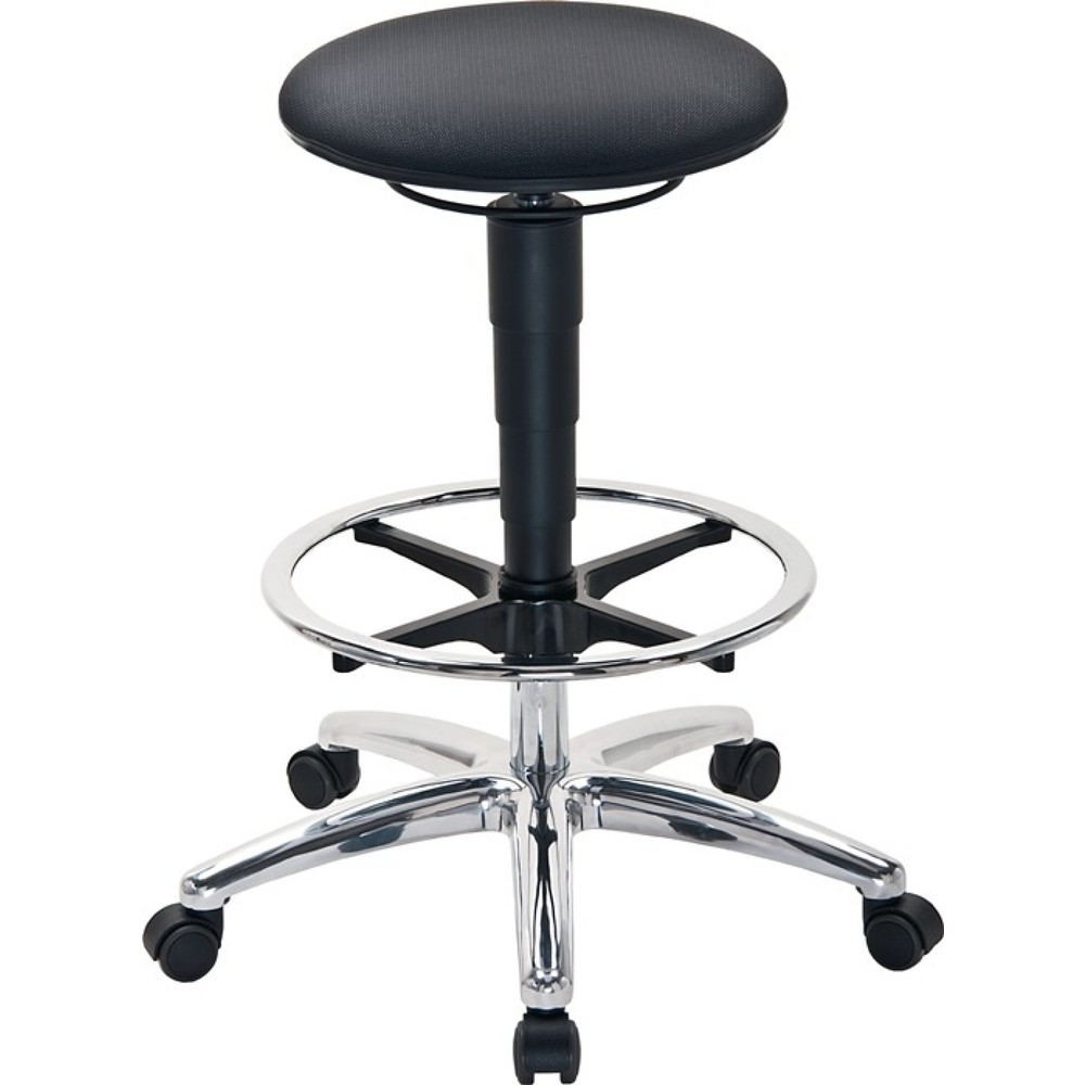 Produktabbildung: bimos Drehhocker, Supertec-Gewebe grau, Sitz-Stop-Rollen + Fußring, Sitzhöhenverstellung 510-780 mm