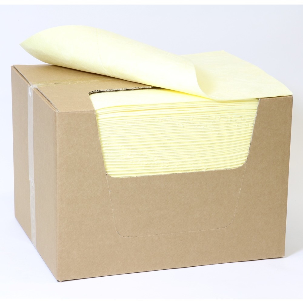 Produktabbildung: Bindevlies SM Heavyweight, antistatisch, 100 Tücher, 2-lagig, LxB 400 x 500 mm, Chemikalien, gelb