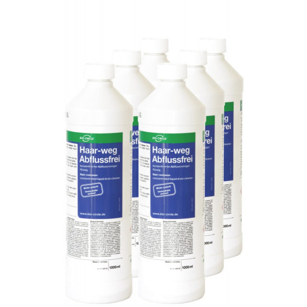 Produktabbildung: BIO-CIRCLE Rohreiniger Haar-weg-Abflussfrei, 12x 1.000-ml-Flasche