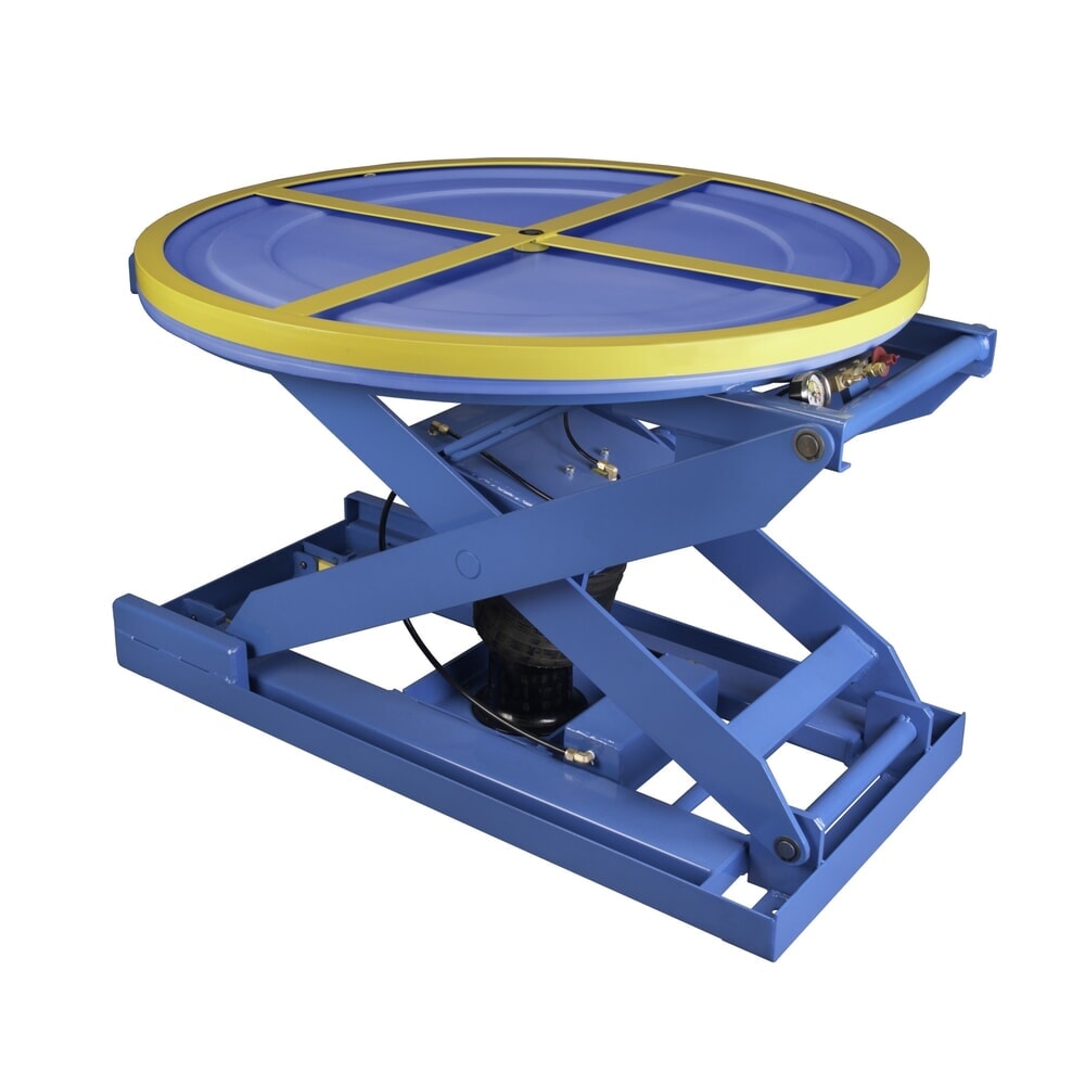 Produktabbildung: Bishamon Druckluft-Scheren-Palettenpositionierer mit Drehplattform, TK 1.400 kg, Ø 1.092 mm