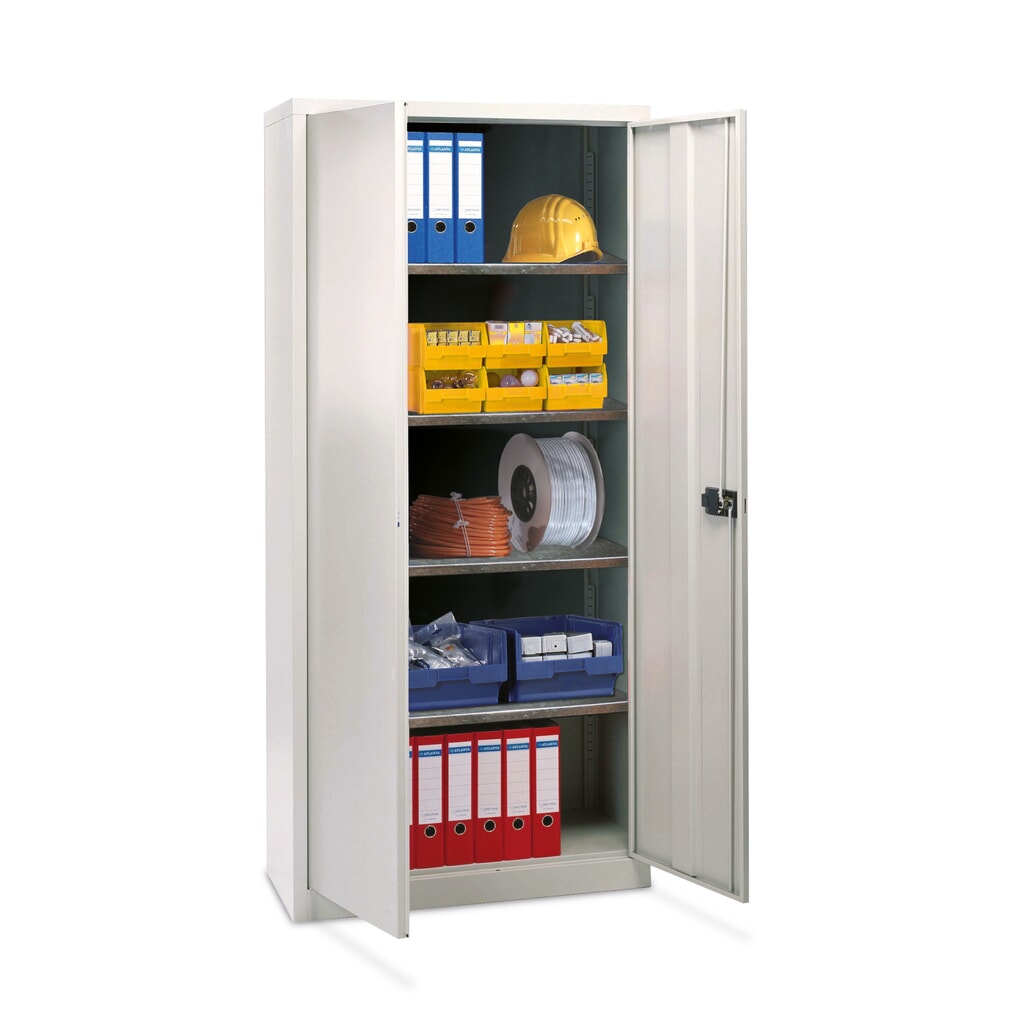 BISLEY Flügeltürschrank, HxBxT 1.806 x 914 x 400 mm, lichtgrau, Böden lackiert Produktabbildung: BISLEY Flügeltürschrank, HxBxT 1.806 x 914 x 400 mm, lichtgrau, Böden lackiert