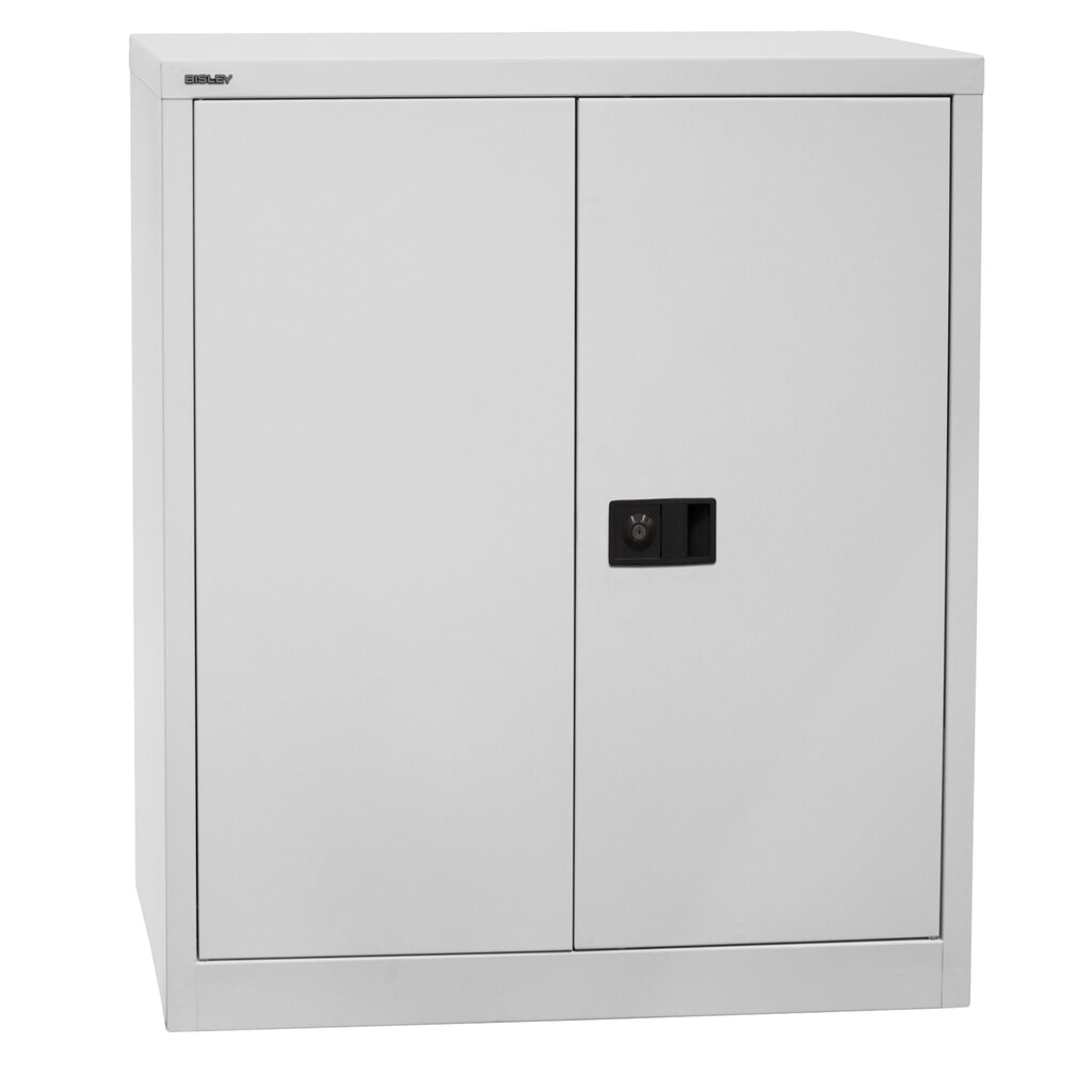 BISLEY Flügeltürschrank, Höhe 1.000 mm, BxT 914 x 400 mm, lichtgrau, Böden verzinkt Produktabbildung: BISLEY Flügeltürschrank, Höhe 1.000 mm, BxT 914 x 400 mm, lichtgrau, Böden verzinkt