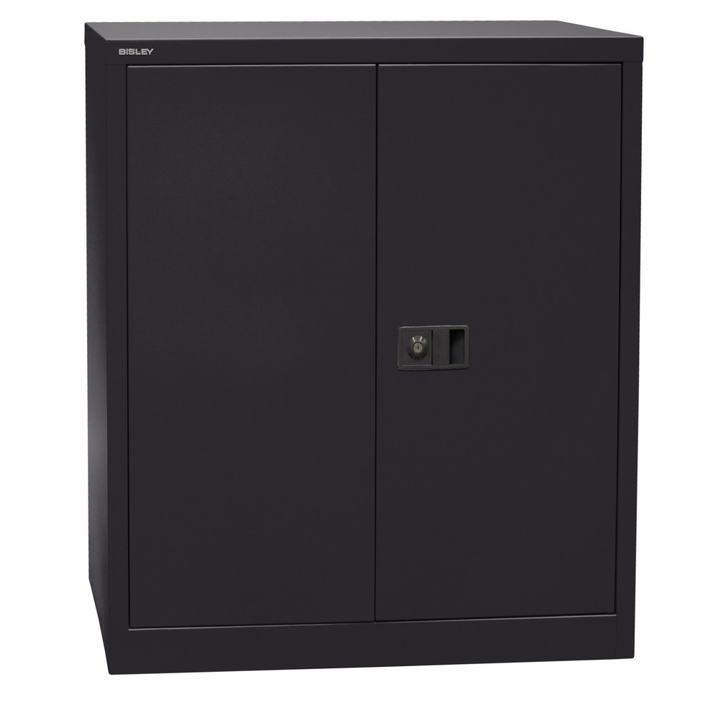 Produktabbildung Nr. 1: BISLEY Flügeltürschrank, Höhe 1.000 mm, BxT 914 x 400 mm, schwarz, Böden lackiert