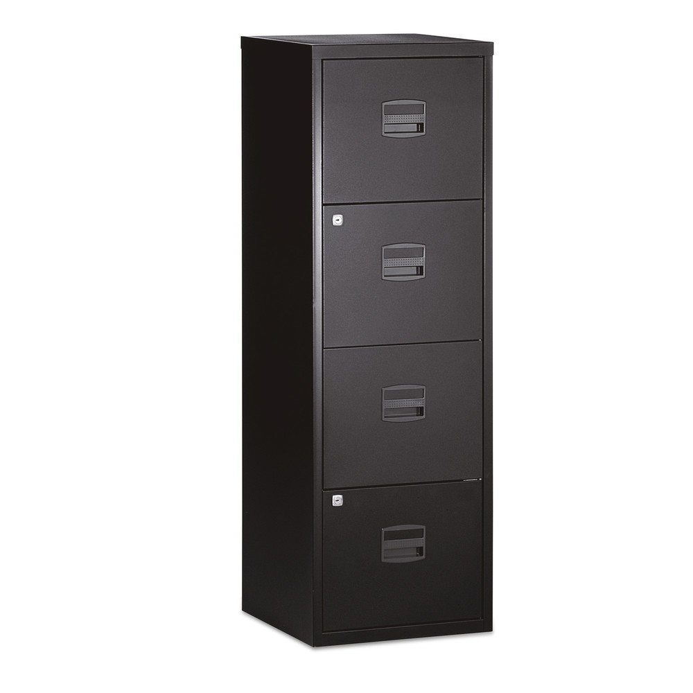 Produktabbildung: BISLEY Hängeregistraturschrank, 4 Schubladen, 1-bahnig, grau/rot