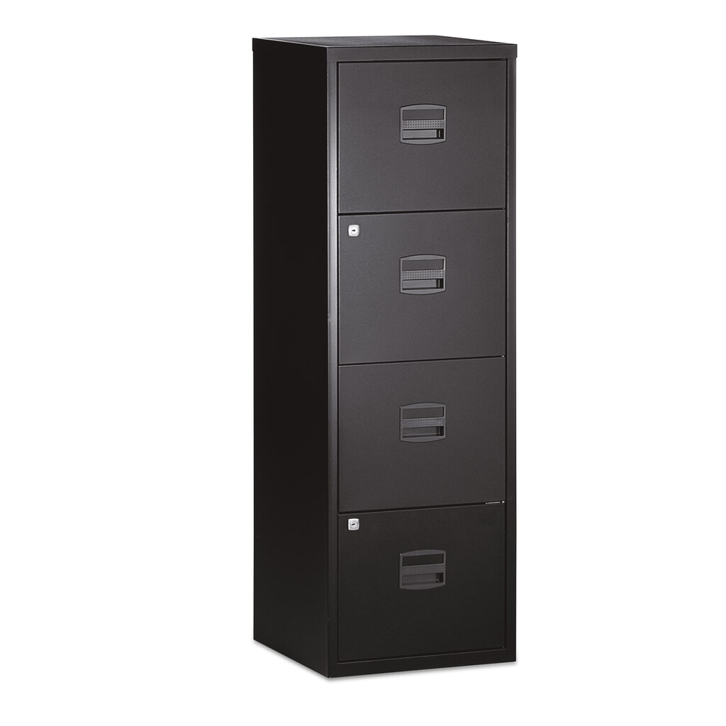 Produktabbildung: BISLEY Hängeregistraturschrank, 4 Schubladen, 1-bahnig, schwarz