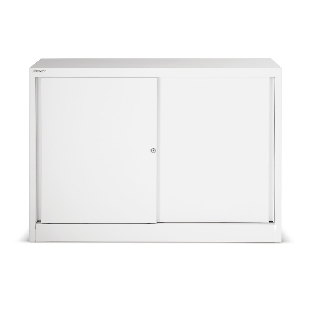 Produktabbildung: BISLEY Schiebetürschrank Premium, HxBxT 839 x 1.200 x 430 mm, lichtgrau