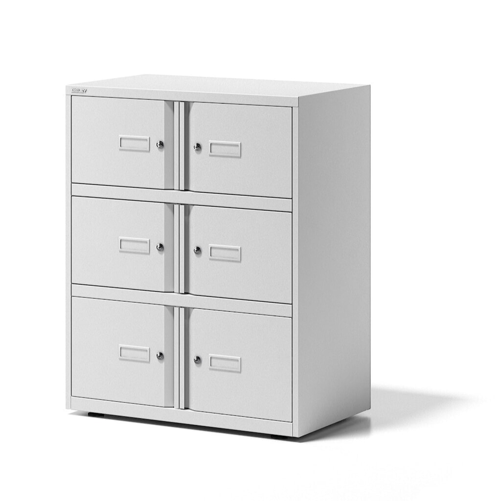 BISLEY Schließfachschrank Essentials, 6 Türen, verkehrsweiß Produktabbildung: BISLEY Schließfachschrank Essentials, 6 Türen, verkehrsweiß