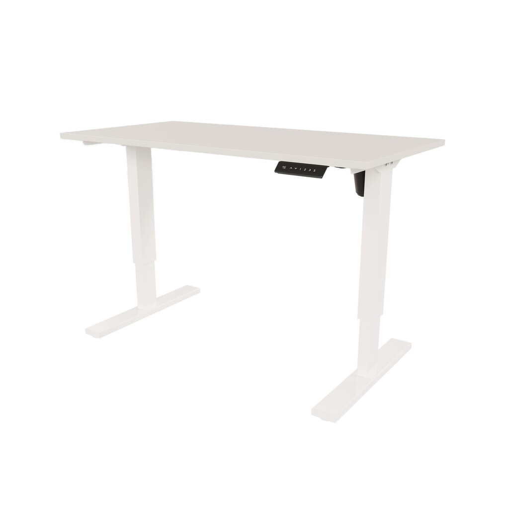 BISLEY Schreibtisch E-StarterTech, elektrisch höhenverstellbar, 160 x 80 cm, weiß, grau Produktabbildung: BISLEY Schreibtisch E-StarterTech, elektrisch höhenverstellbar, 160 x 80 cm, weiß, grau